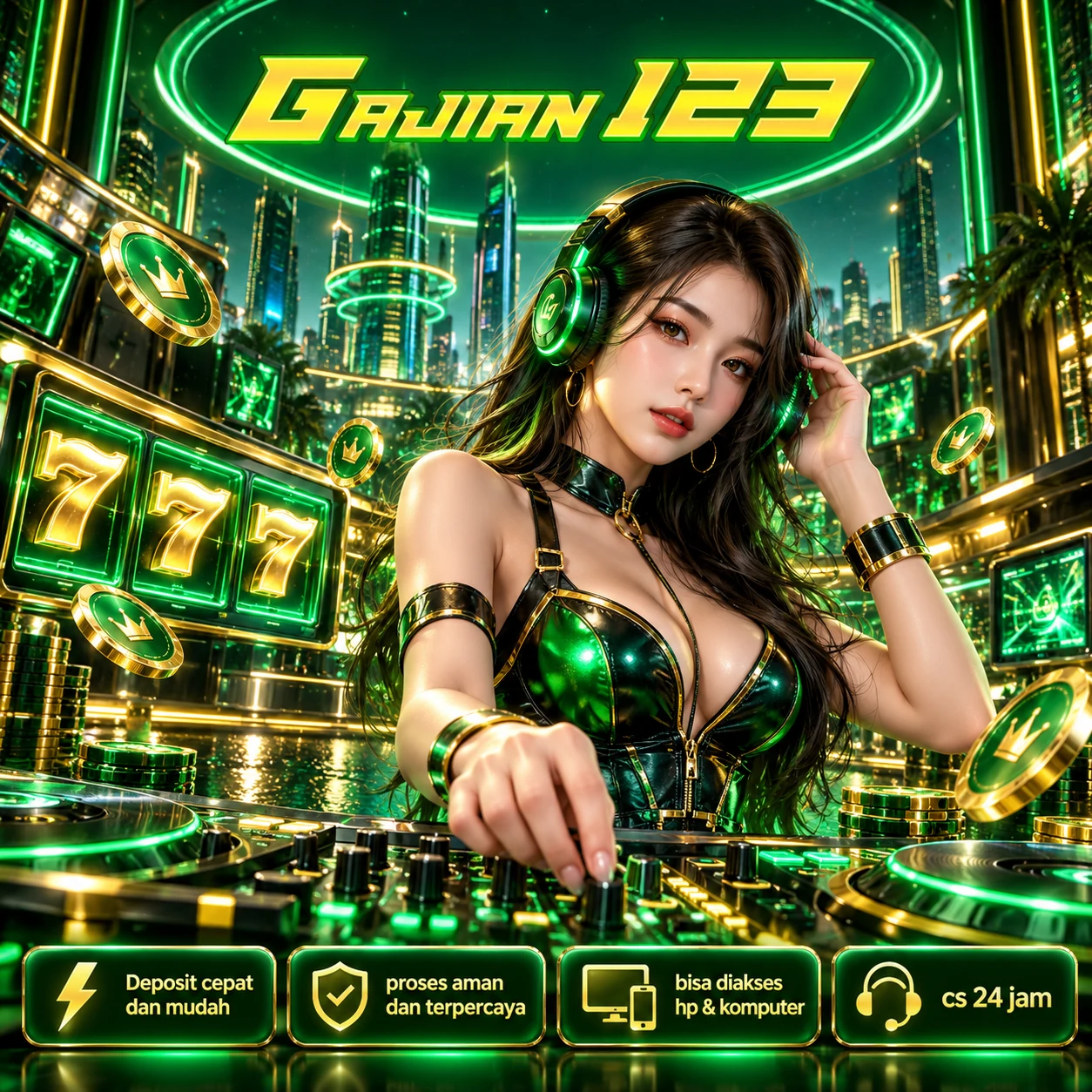 Banner GAJIAN123 Pesta menampilkan tema merah dan hitam